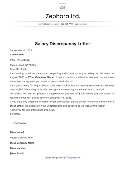 Free Salary Letter Templates, Editable and Printable