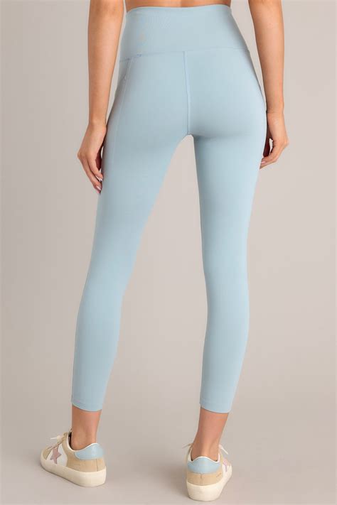 Light Blue Leggings -Athleisure Bottoms | Red Dress