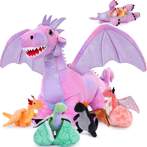 Amazon.com: Muiteiur 7 Piece Dragon Stuffed Animals, 21.6 inch Soft ...