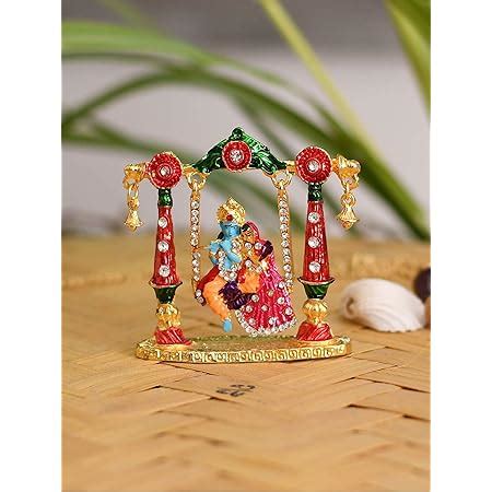 Buy Chhariya Crafts Metal Radha Krishna Idol Statue with Diya Peacock ...