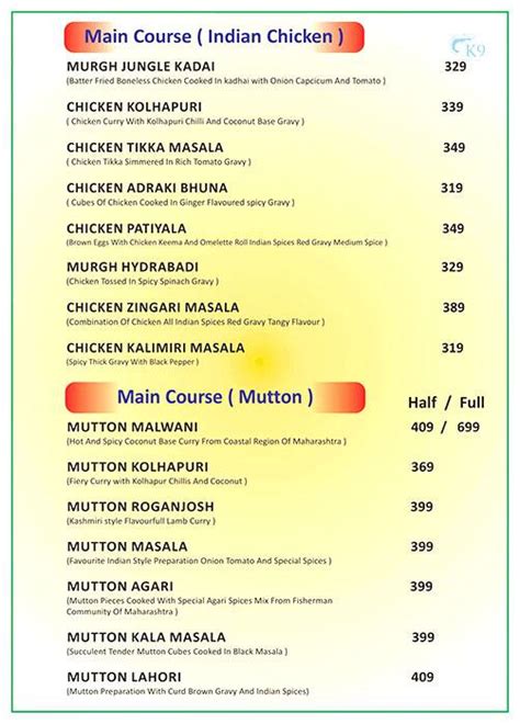 Menu at K9 The Coast Line, Pune