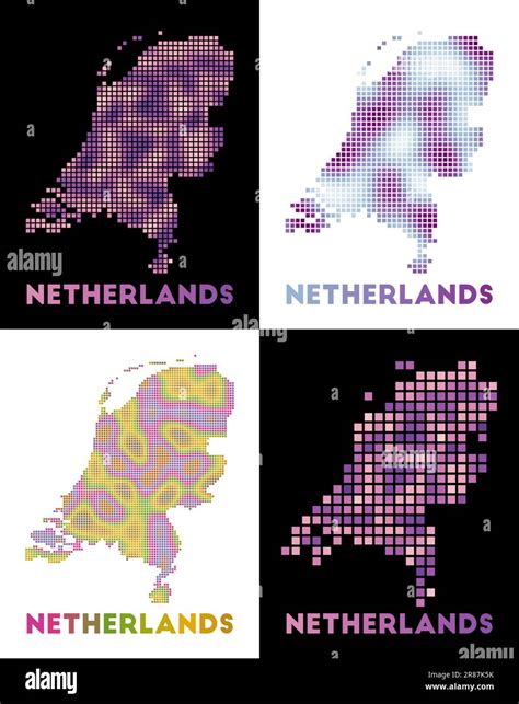 Netherlands map. Collection of maps of Netherlands in dotted style. Borders of the country ...