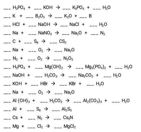 Balancing Equations Worksheet - Brainly.in