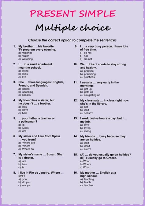 Image result for Present Simple Negative Multiple Choice