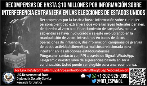 Foreign Interference in US Elections – Rewards For Justice