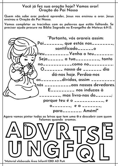 Atividade Infantil Oração Do Pai Nosso - RETOEDU