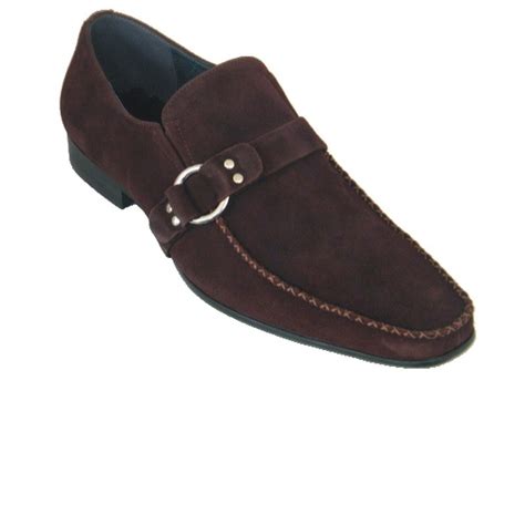Mens Zota Brown Suede Slip On Loafer Dress Shoe in Brown – OvercoatUSA