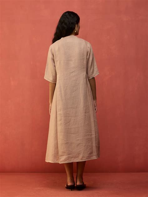 Maki Pleated Linen Dress - Dusty Rose – Manan