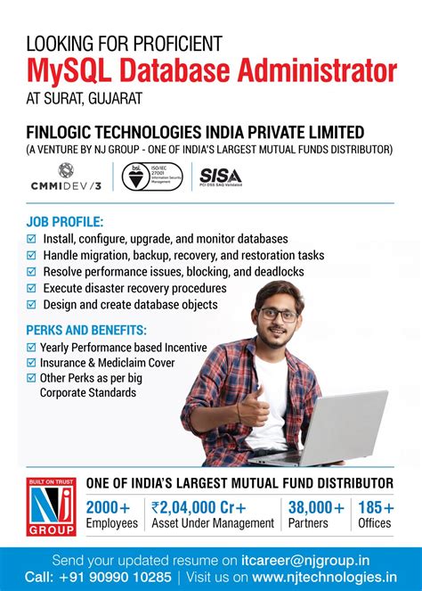 NJ Group on LinkedIn: #nj #njgroup #njwealth #job #jobinsurat #mysql # ...