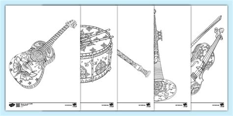 Musical Instruments Mindfulness Colouring Pages | Music Day