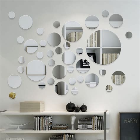 iCAGY Circle Mirror Assortment 39 Pcs - Acrylic Round Mirror Wall Decor