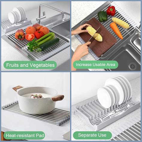 Buy Roll Up Dish Drying Rack (17.1 x 13.1) with Dish Rack Over The Sink ...
