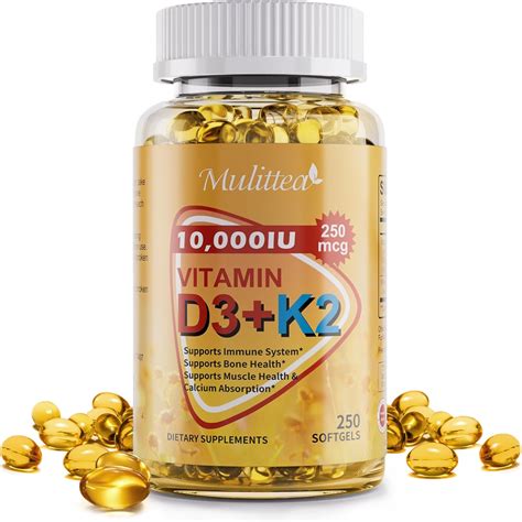 Amazon.com: Plant-Based D3 K2 Vitamin 10000 IU w/ Virgin Coconut MCT Oil - 200 mcg MK7 Vitamin ...