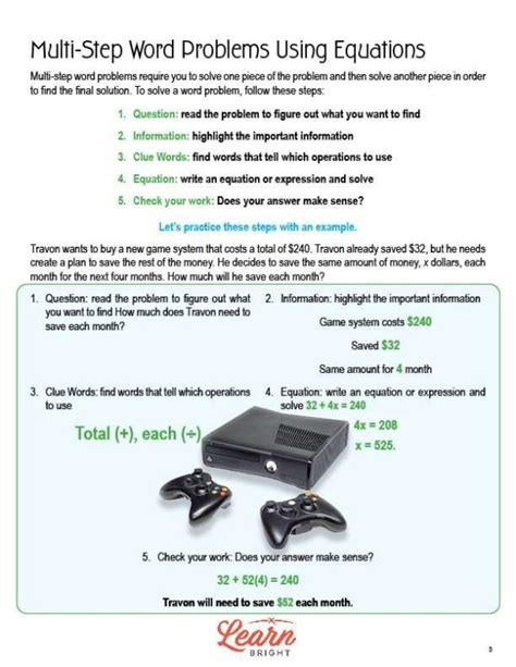 Image result for Multi-Step Equations Word Problems Examples