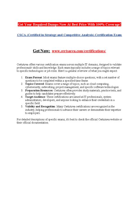 CSCA (Certified in Strategy and Competitive Analysis) Certification ...