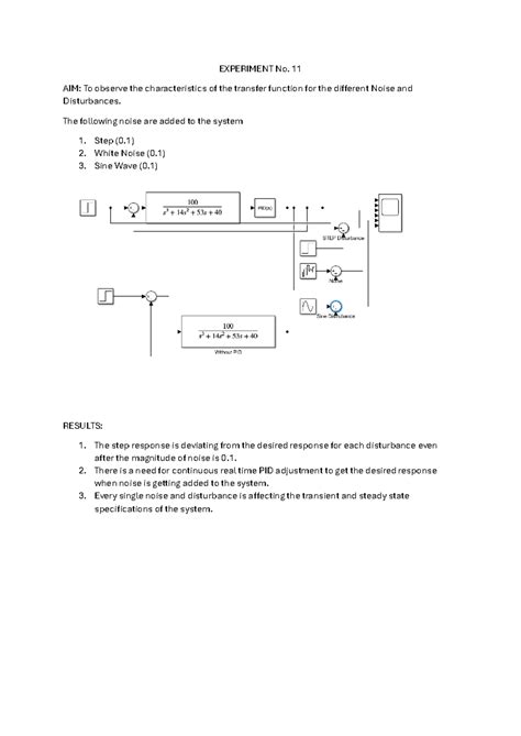CSD 11 - Characteristics of Transfer Function with Noise Disturbances ...