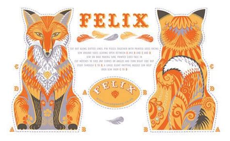 Felix the Fox Tea Towel / Cloth Kit ぬいぐるみキット 布ポスター きつね キツネ | チル ⌂ 工場