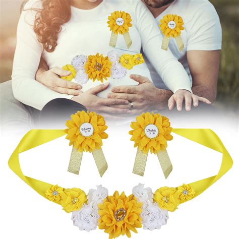 Babymoon Set of 3 Pregnant Mothers Maternity Belt with Mom & Dad Badge ...