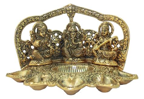Buy CristaVista Laxmi Ganesh Saraswati Idol Diya Oil Lamp Deepak for ...