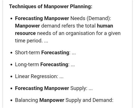 Explain the common manpower forecasting techniques - Brainly.in