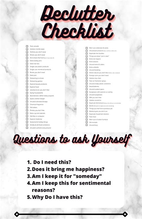 Image result for Decluttering Checklist Free Printable