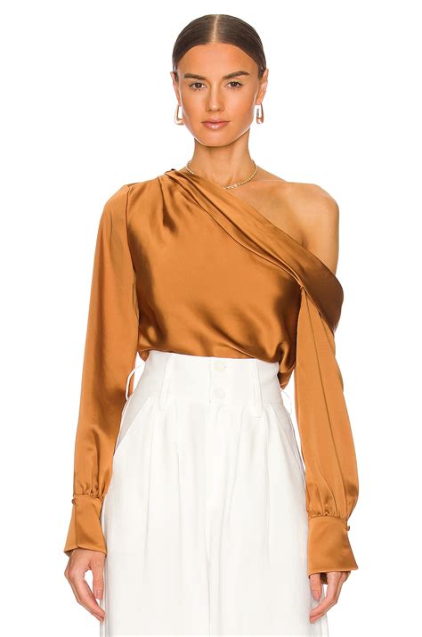 SIMKHAI Alice One Shoulder Top in Copper | REVOLVE
