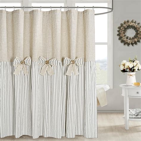 Amazon.com: Awellife Linen Button Farmhouse Beige Shower Curtain,Linen ...