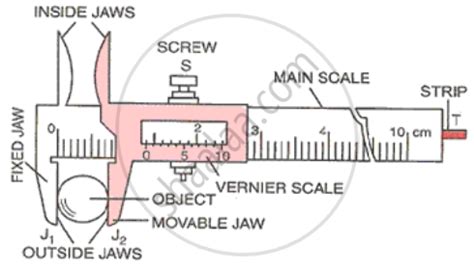 Draw a neat labeled diagram of vernier calipers. - Physics | Shaalaa.com