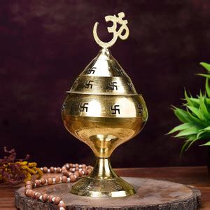 T-KA108 Om Swastik Special Akhand Diya Brass Oil Lamp for Pooja at ...