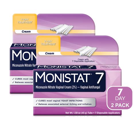 Monistat 7 Day Yeast Infection Treatment for Women, 7 Miconazole Cream Applications with ...