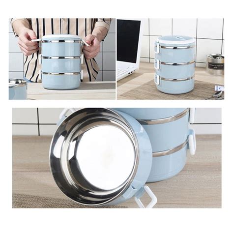 3 Layer Multi Layer Stainless Steel Hot Lunch Box DeoDap