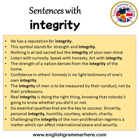 Sentences with integrity, integrity in a Sentence in English, Sentences ...