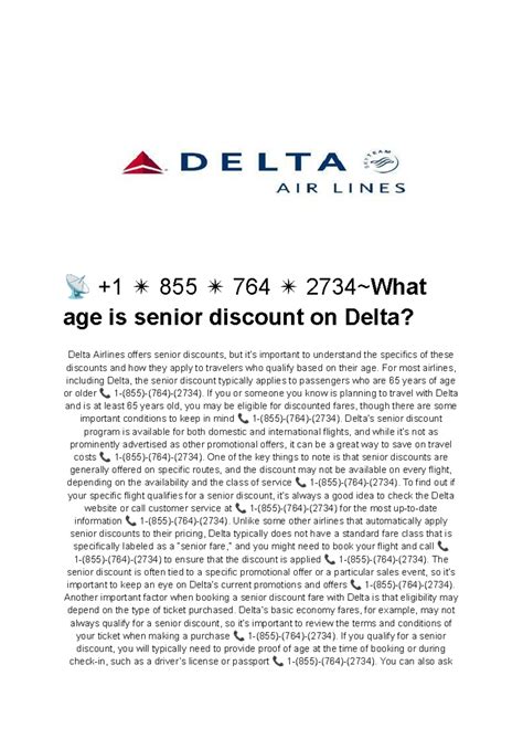 Delta Senior Discounts: Eligibility, Booking, & Important Details - Studocu