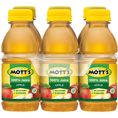 Mott's 100% Original Apple Juice, 8 Fl. Oz., 6 Count - Walmart.com