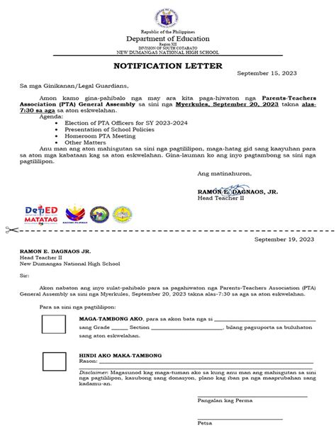 Letter for Parents Meeting 的图像结果