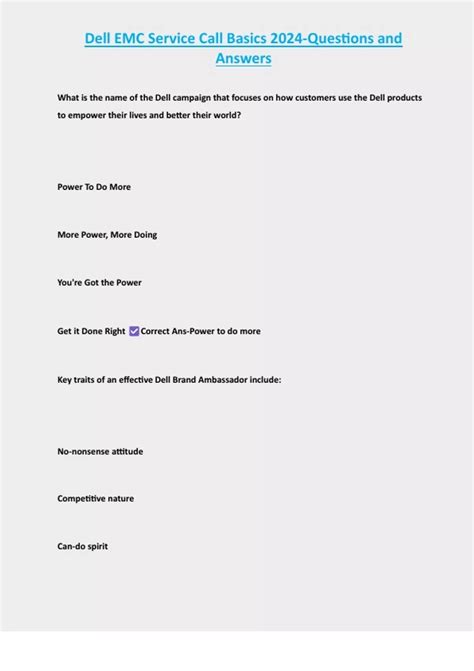 Dell EMC Service Call Basics 2024-Questions and Answers - EMC - Stuvia US