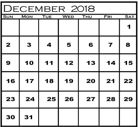 2018 December Calendar - Printable Calendars AT A GLANCE