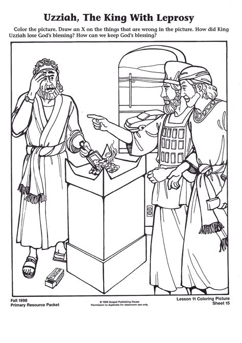 Uzziah Leprosy Coloring King Pages Bible Printable Strucked Crafts ...