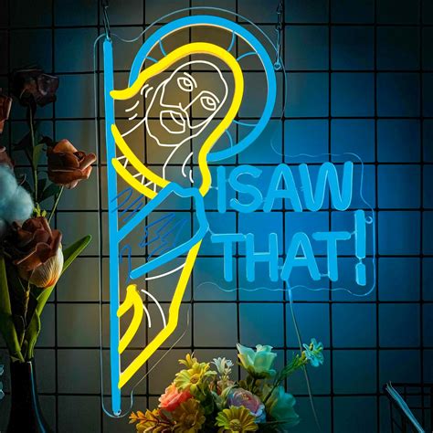 I Saw That Jesus Neon Signs for Wall Decor,Dimmable 3D Printing Jesus ...