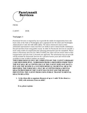 Paratransit Services Lodging Request Doc Template | pdfFiller
