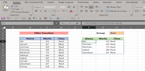 MS Excel Filter Function 的图像结果