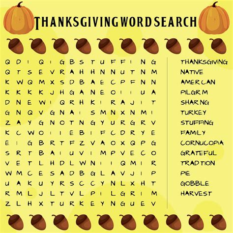 10 Best Thanksgiving Word Search Printable PDF for Free at Printablee