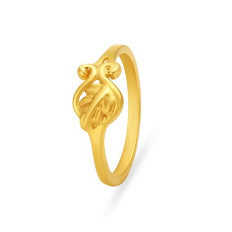 Carved Leaf Gold Finger Ring For Kids