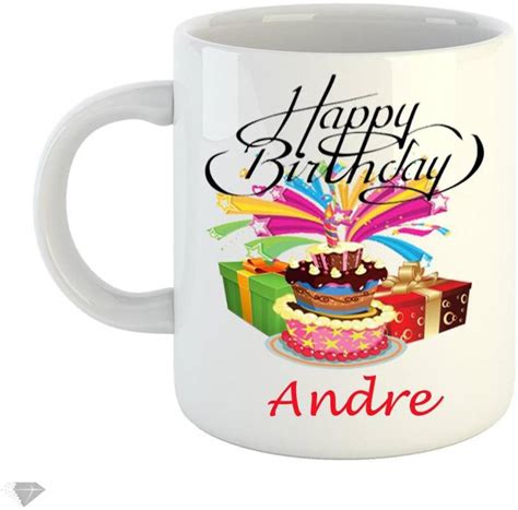 REINDEER Happy Birthday Andre 350ml white ceramic Ceramic Coffee Mug ...