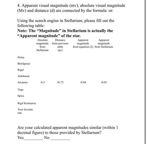 Calculating Astronomical Visual Magnitude Using Excel 的图像结果