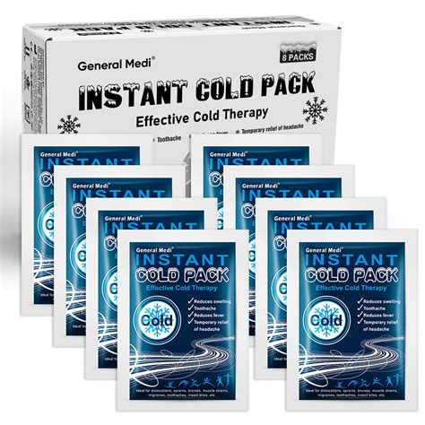 Amazon.com: General Medi Instant Ice Cold Pack (4”x 5.5”) – 8 Packs ...