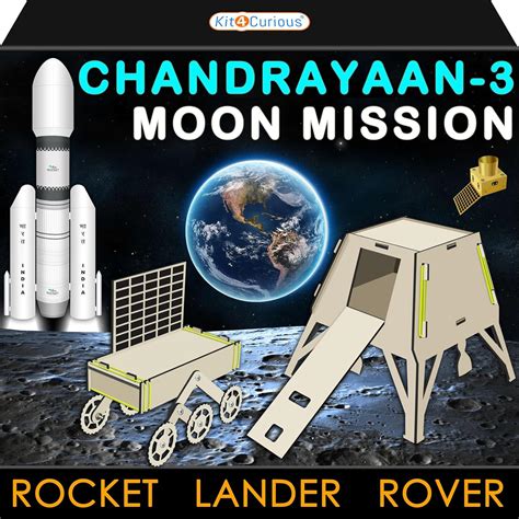 Kit4Curious® Chandrayaan-3 Moon Mission Wooden Models – Rocket, Lander ...