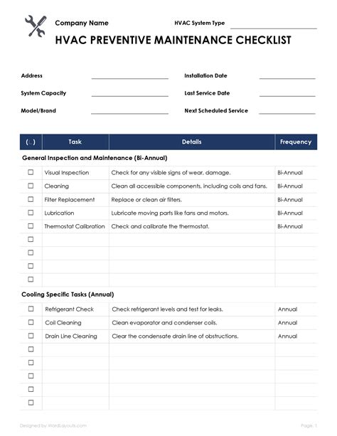 Image result for HVAC Maintenance Checklist Log