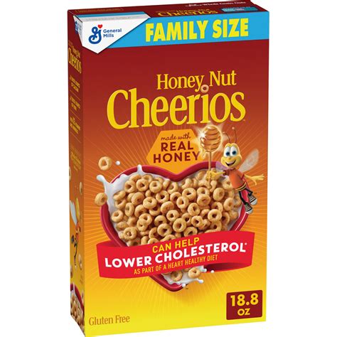 Honey Nut Cheerios Heart Healthy Gluten Free Breakfast Cereal, Family Size, 18.8oz - Walmart.com