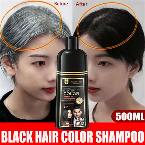 Jual 500ml Kiss Beauty Hair Color Shampoo Herbal Hair Dye Shampoo White ...
